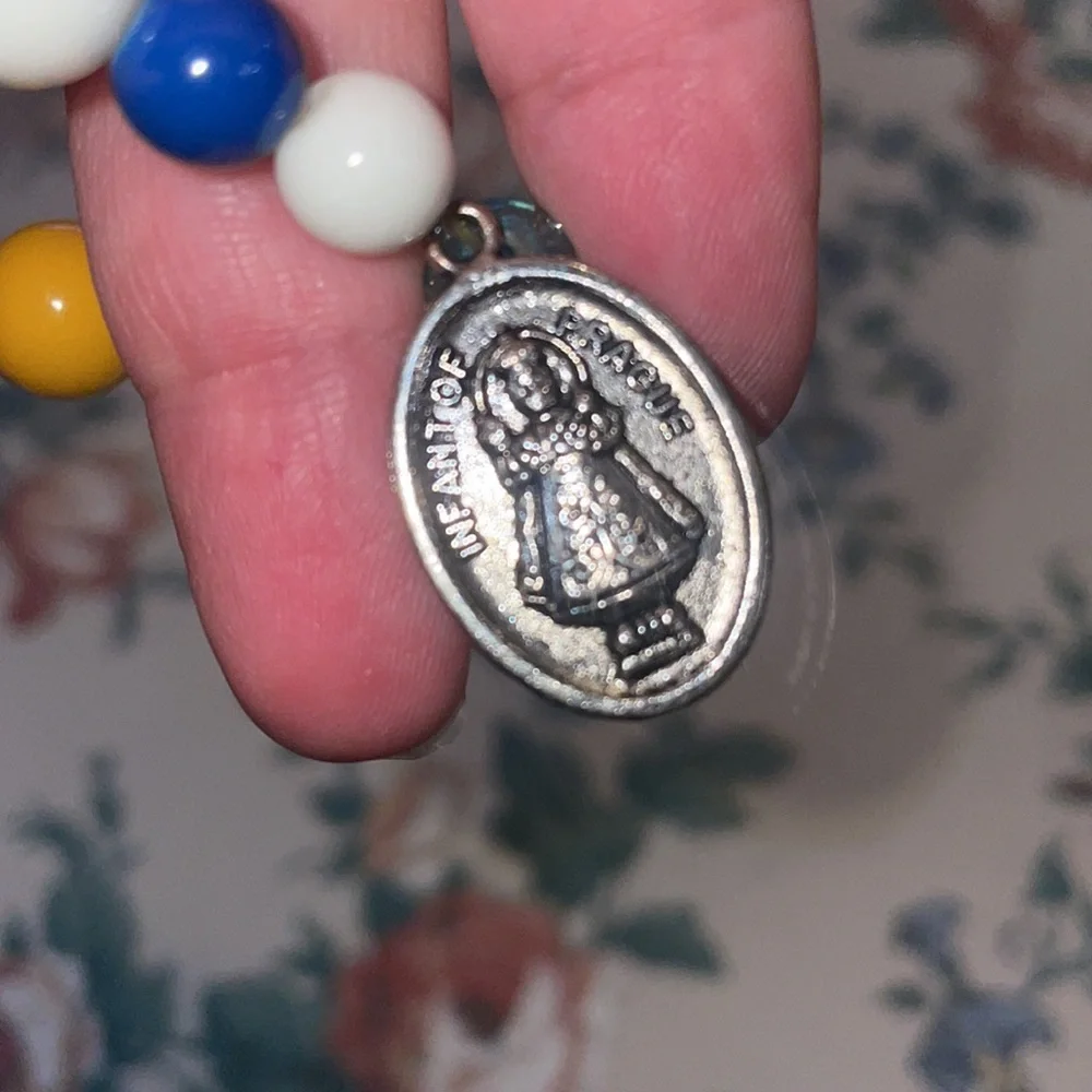 - New Hand made beaded infant of Prague silver pendant bracelet